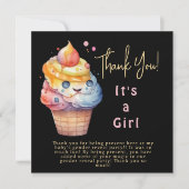 Crème glacée C'est une fille Carte de remerciement (Devant)