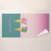 Crème glacée colorée cônes Cactus Flamants roses r (Serviette de bain)