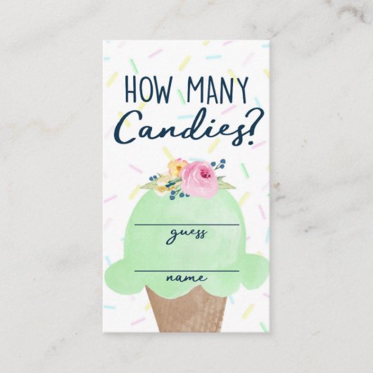 Crème glacée Combien de bonbons Jeu Guess Cartes (Devant)