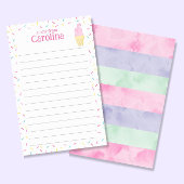 Crème glacée Cone Kids Lined Lettre papier écritur