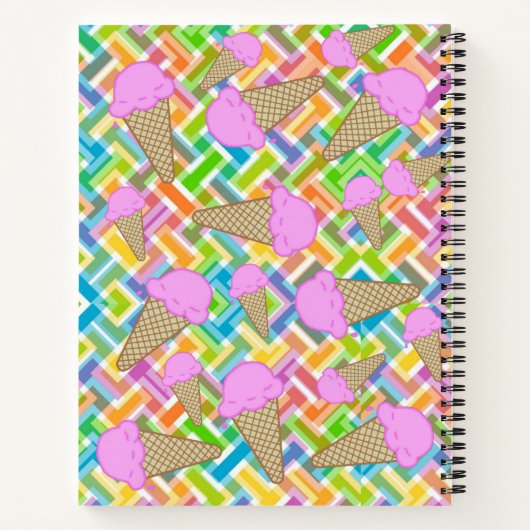 Crème glacée de fraise Carnet spirale Chevron (Dos)
