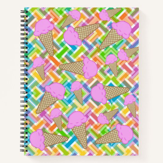 Crème glacée de fraise Carnet spirale Chevron (Devant)