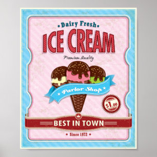 Crème glacée de poster vintage
