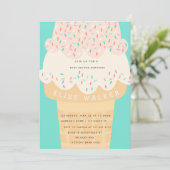 Crème glacée et arrosage Baby shower Invitation (Debout devant)