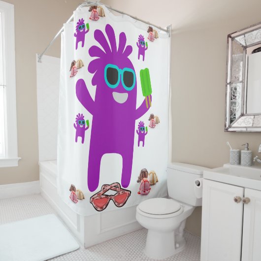 crème glacée été violet enfants douche rideaux bla (En situation)