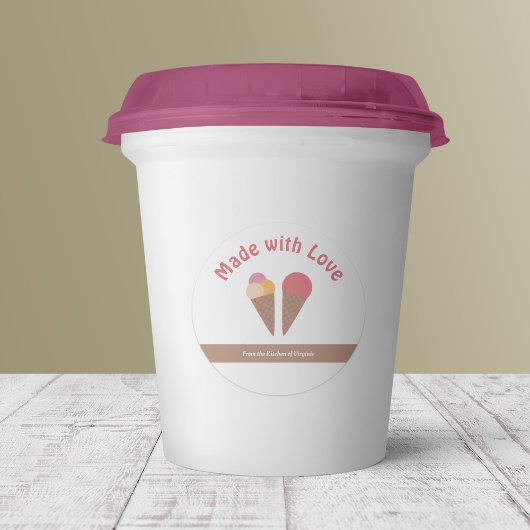 Crème glacée faite avec Sticker Étiquette d'amour