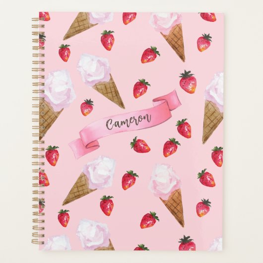 Crème glacée fraise Cute Retro Rose Personnalisé (Devant)