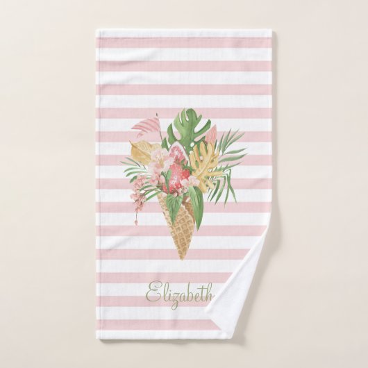 Crème glacée, Fruit Feuille tropical, Grès roses (Serviette à main)