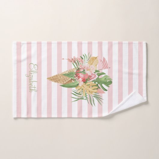 Crème glacée, Fruit Feuille tropical, Grès roses (Serviette à main)