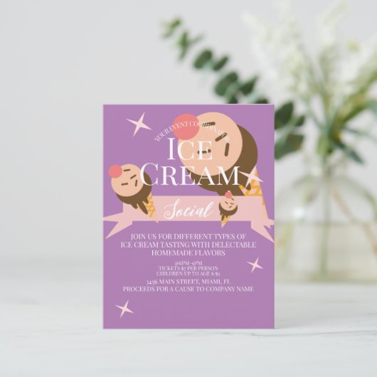 Crème glacée mignonne Social Flyer Invitation Viol (Debout devant)