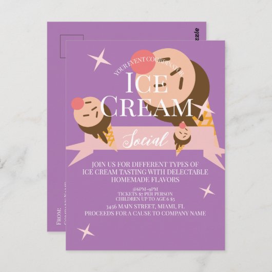 Crème glacée mignonne Social Flyer Invitation Viol (Devant / Derrière)