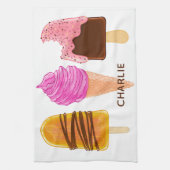 Crème glacée nom personnalisé et couleur serviette (Vertical)