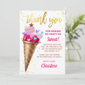 Crème glacée rose or doux Carte de remerciements d (Debout devant)