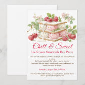 Crème glacée Sandwich Day Aquarelle Invitation (Devant / Derrière)
