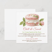 Crème glacée Sandwich Day Aquarelle Invitation (Devant / Derrière)