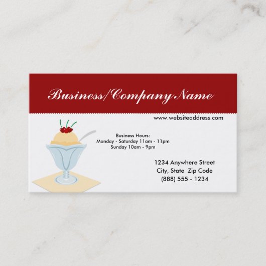 Crème glacée Sundae Cartes de visite (Devant)