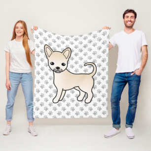 Crème Gladde Vacht Chihuahua Cartoon Hond & Pootje Fleece Deken
