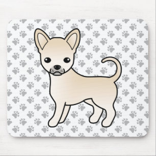 Crème Gladharige Chihuahua Cartoon Hond & Pootjes Muismat