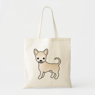 Crème gladharige Chihuahua Schattige Cartoon Hond Tote Bag
