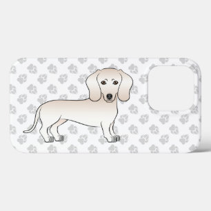Crème gladharige dachshond cartoonhond met poten iPhone 13 pro hoesje