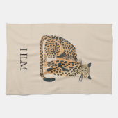 Crème Gold Leopard Animal Monogram Theedoek (Horizontaal)
