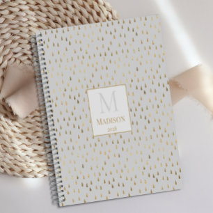 Crème Gold Raindrop Moderne Monogramme tendance