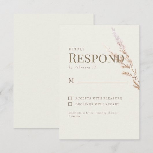 Crème Gold Texte Boho Wedding RSVP (Devant / Derrière)