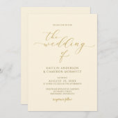 Crème & Gold Wedding Elegant Calligraphy Script Kaart (Voorkant / Achterkant)