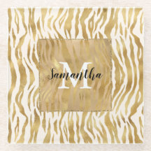 Crème Gold Zebra Print Monogram