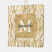 Crème Gold Zebra Print Monogram Keramisch Ornament (Links)