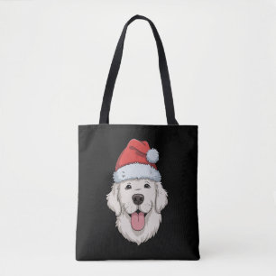 Crème Golden Retriever-liefhebber Kerstmis Santa-h Draagtas