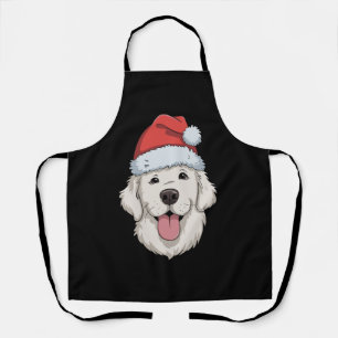 Crème Golden Retriever-liefhebber Kerstmis Santa-h Schort