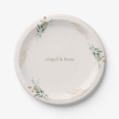 Crème & Goud Bladerdek bruiloft Papieren Bordje (Voorkant)