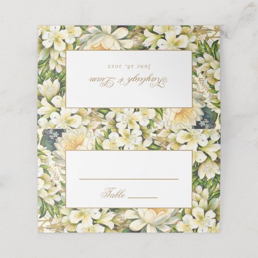 Crème Goud Bloemen Art Nouveau Bruiloft (Buitenkant ongevouwen)