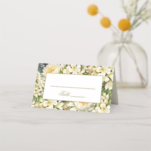 Crème Goud Bloemen Art Nouveau Bruiloft (Voorkant)