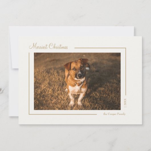 Crème Goud Elegante Minimalistische Kerstmis Horiz Feestdagenkaart (Voorkant)