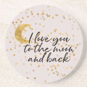 Crème Goud I love you to the moon confetti Zandsteen Onderzetter