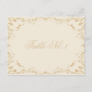 Crème Goud Pinstripe Bloemen Tafelnummer