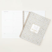 Crème Goud Regendruppel Moderne Monogram Planner (Display)