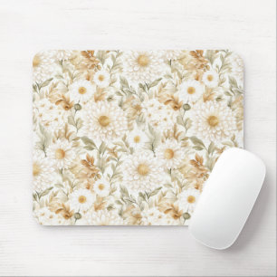 Crème Goud Witte Landbloemen Muismat