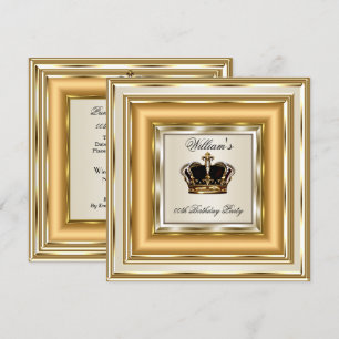 Crème Goud Zilver Verjaardag Prins Koning Koningin Kaart