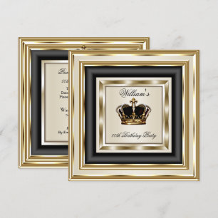 Crème Goud Zilver Verjaardag Prins Koning Koningin Kaart