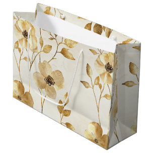 Crème Gouden Bloem Bruiloft Groot Cadeauzakje