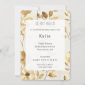 Crème Gouden Bloemen Verjaardag Kaart (Voorkant)