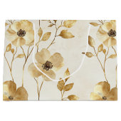 Crème Gouden Bloemige Trouw Groot Cadeauzakje (Voorkant)