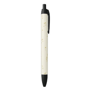Crème Gouden Muzieknoten   Zwarte Inkt Pen