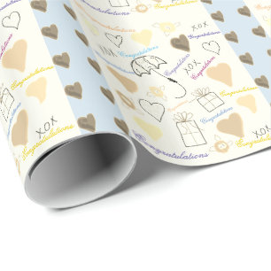 Crème Graffiti Stijl Douche Gift Wrap Cadeaupapier