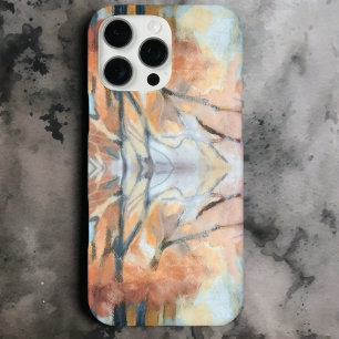 Crème grijs sinaasappel beige bruin abstract water iPhone 16 pro max hoesje