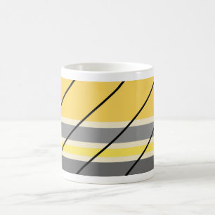 Crème gris jaune rétro Diagonal Stripes Mug
