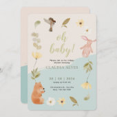 Crème Groen Aquarel Baby Shower Ter Ere Van Kaart (Voorkant / Achterkant)